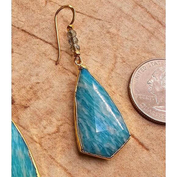 Amazonite Faceted Teardrop GF Crystal Artisan Earring - Picture 4 of 6